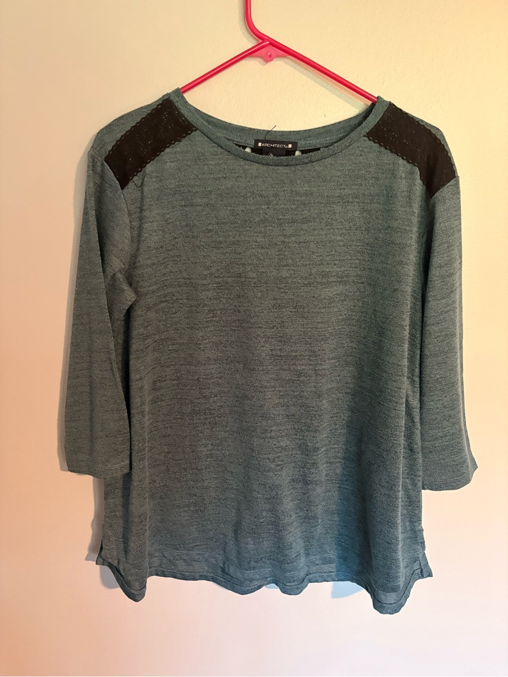 Architect Teal Boatneck uTop with Black Shoulder Panels